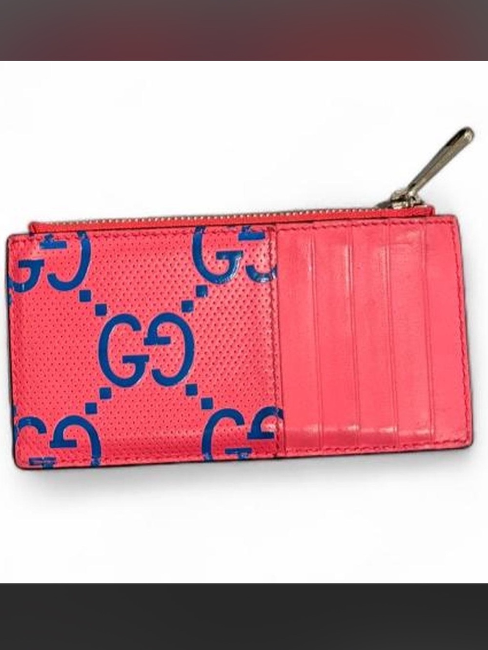 Gucci Perforated Zip Card Case Wallet